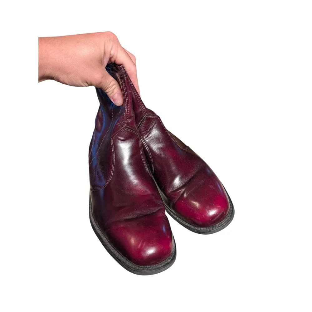 Goodyear Burgundy Leather Beatle Boots Mens Size 8 3E Wide Side Zip Ankle Boots